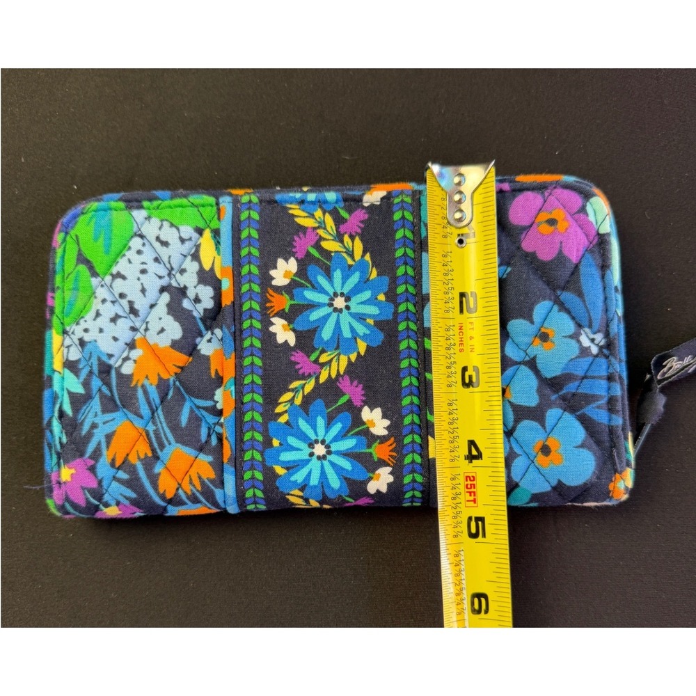 Vera Bradley Floral Quilted Cotton Zip Around Wallet Midnight Blue Purple Boho - Picture 6 of 8
